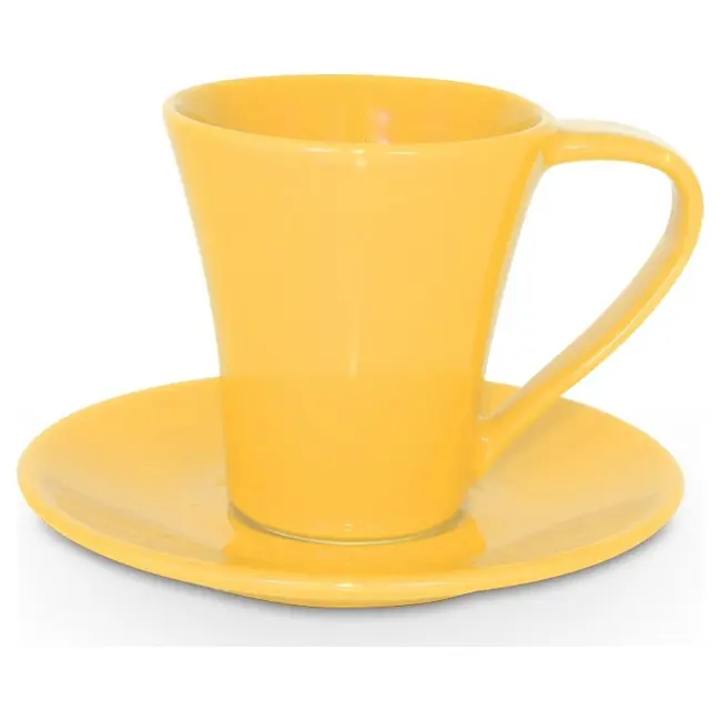Чашка керамическая Flores S с блюдцем 200 мл Желтый 1756-15