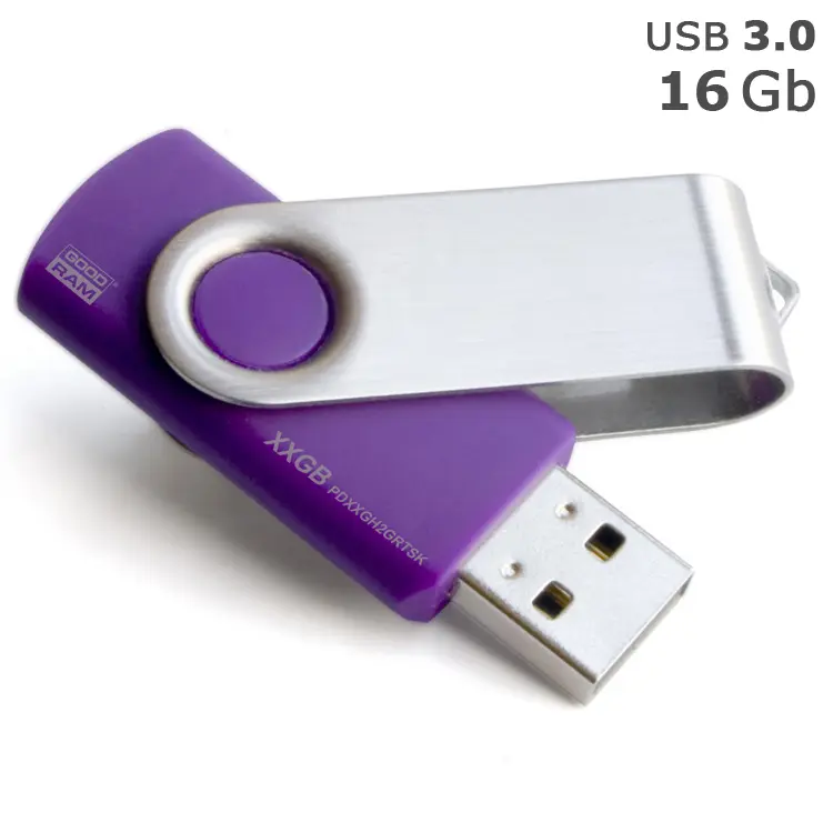Флешка 'GoodRAM' 'Twister' под логотип 16 Gb USB 3.0 фиолетовая Серебристый Фиолетовый 4869-09