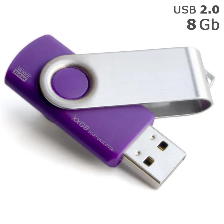 Флешка 'GoodRAM' 'Twister' под логотип 8 Gb USB 2.0 фиолетовая Серебристый Фиолетовый 4931-02