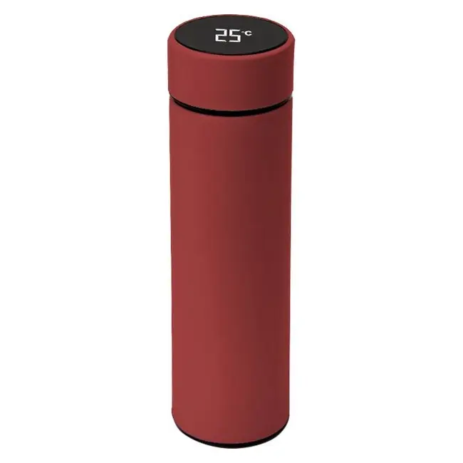 Термопляшка із індикатором температури металева 350мл Черный Красный 14341-01