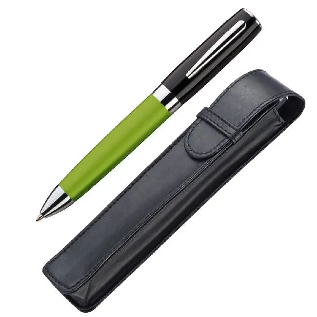 Ручка металева з блискучими елементами у футлярі Зеленый Серебристый Черный 4576-07