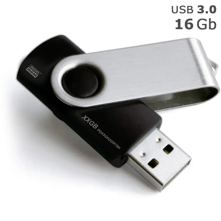 Флешка 'GoodRAM' 'Twister' под логотип 16 Gb USB 3.0 черная Черный Серебристый 4869-01