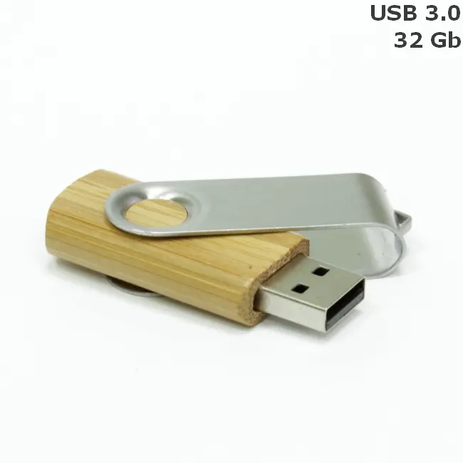 Флешка 'Twister' дерев'яна 32 Gb USB 3.0 Древесный Серебристый 15258-92