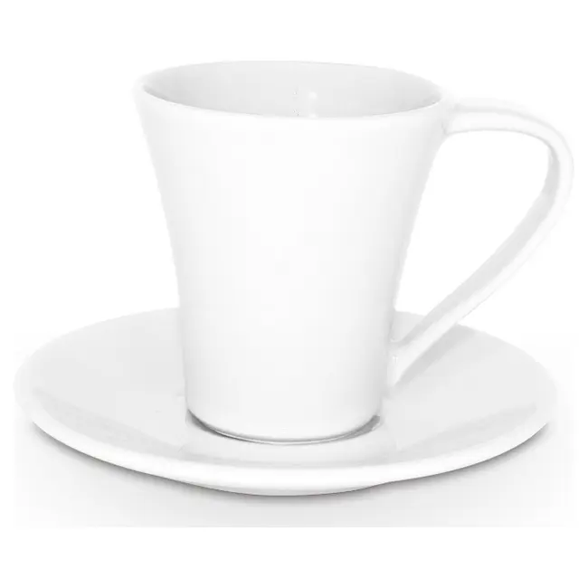 Чашка керамічна Flores S з блюдцем 200 мл Белый 1756-01
