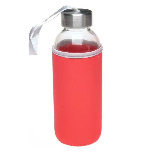 Бутылка стеклянная 450мл Красный Серебристый 13150-02