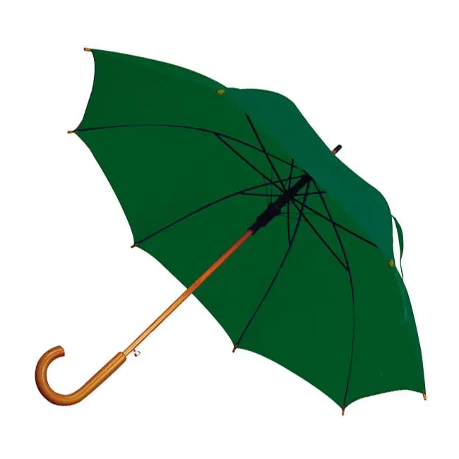 Зонт трость с деревянной ручкой Зеленый 1719-19