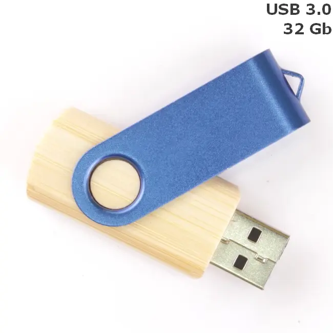 Флешка 'Twister' деревянная 32 Gb USB 3.0 Синий Древесный 15258-106