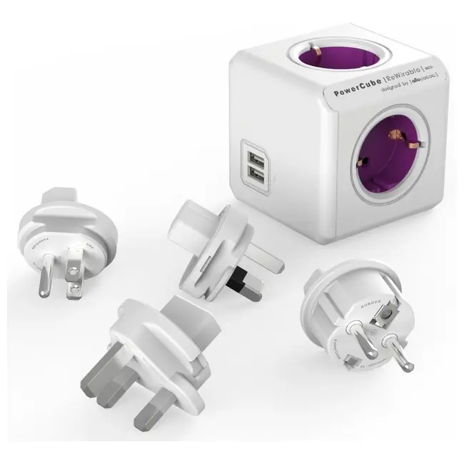 Зарядное устройство USB 'Allocacoc' 'PowerCube ReWirable USB' + 4 розетки и 4 штекера Белый Фиолетовый 1544-01
