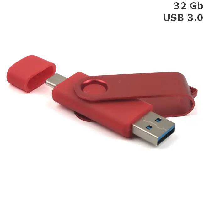 Флешка 'Twister Double' Type-C 32 Gb USB 3.0 Красный Серебристый 14972-11