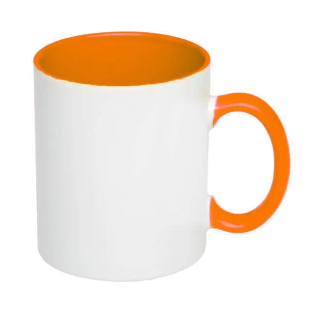 Чашка керамическая евро-цилиндр Белый Оранжевый 1334-07