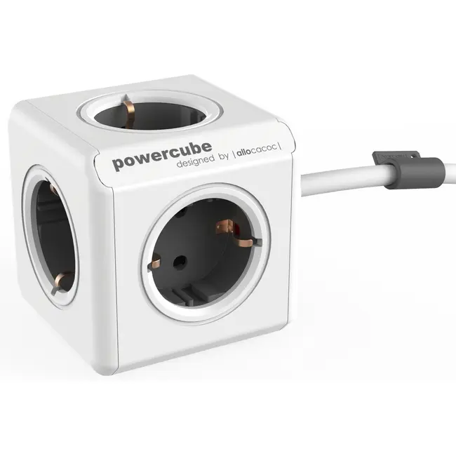 Сетевой разветвитель 'Allocacoc' 'PowerCube Extended' 5 розеток шнур 1,5м Белый Серый 1538-04
