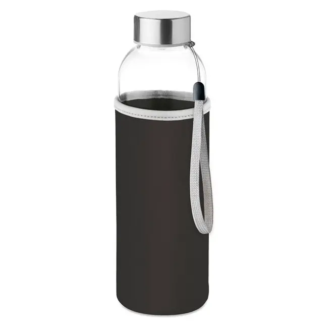 Бутылка для напитков 500 мл стеклянная Серебристый Черный 12425-02
