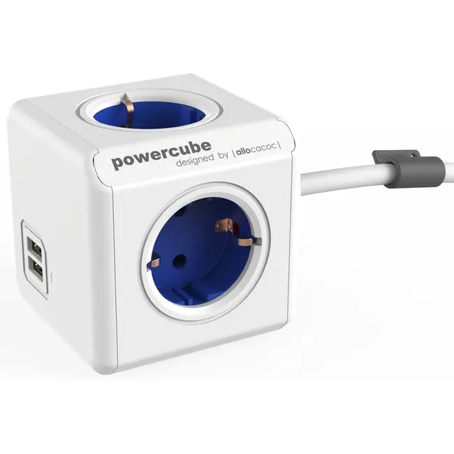Зарядное устройство USB 'Allocacoc' 'PowerCube Extended USB' + 4 розетки шнур 1,5м Синий Белый 1540-02