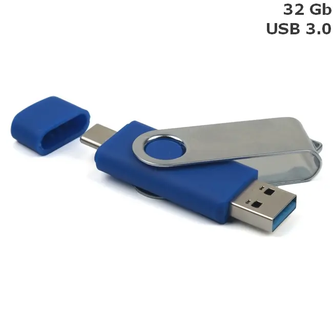 Флешка 'Twister Double' Type-C 32 Gb USB 3.0 Синий Серебристый 14972-06