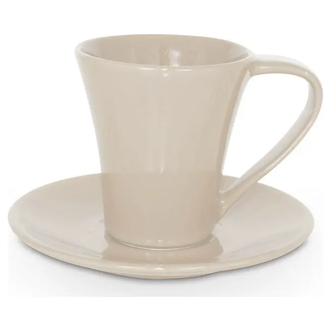 Чашка керамічна Flores S з блюдцем 200 мл Бежевый 1756-14