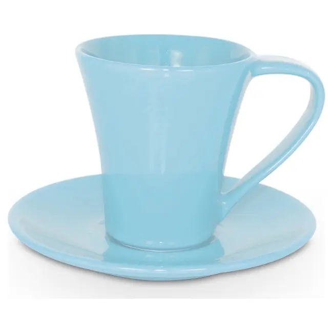 Чашка керамічна Flores S з блюдцем 200 мл Голубой 1756-09