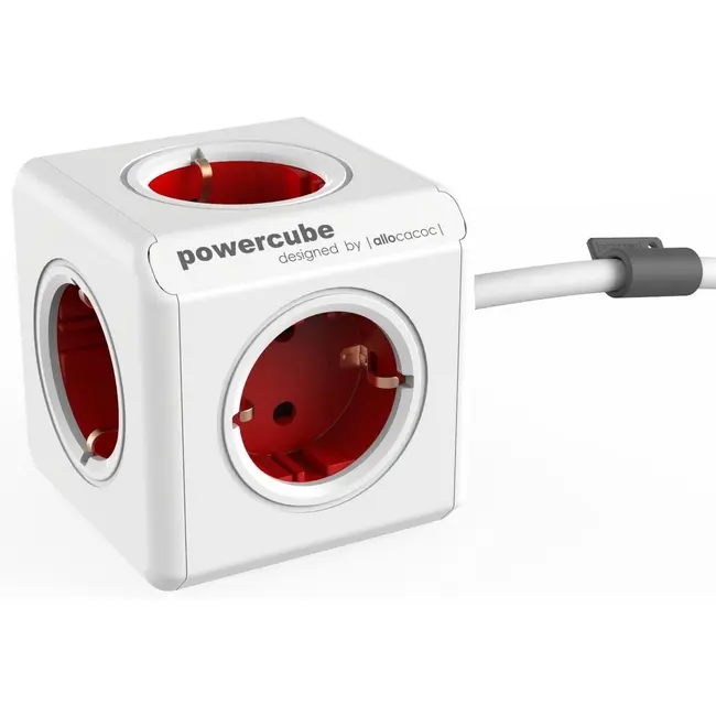 Сетевой разветвитель 'Allocacoc' 'PowerCube Extended' 5 розеток шнур 1,5м Белый Красный 1538-03