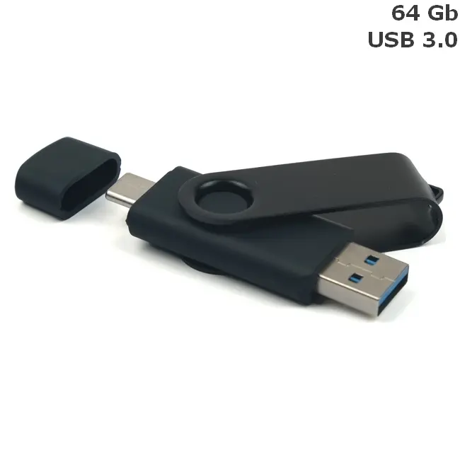 Флешка 'Twister Double' Type-C 64 Gb USB 3.0 Серебристый Черный 15034-08