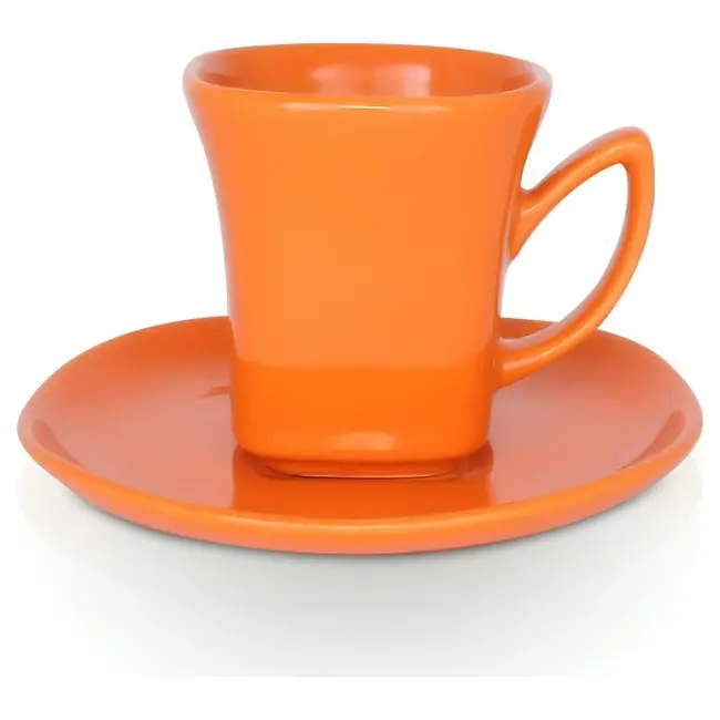 Чашка керамічна Lira S з блюдцем 180 мл Оранжевый 1781-12