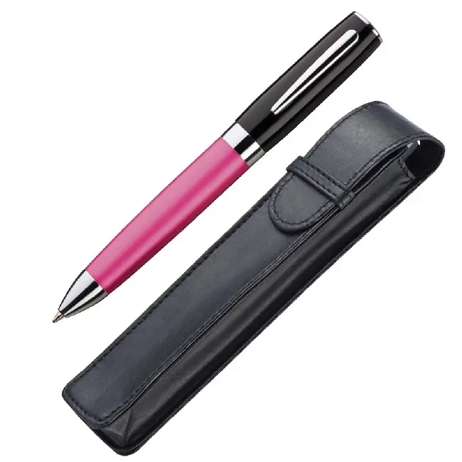 Ручка металлическая с блестящими элементами в футляре Черный Серебристый Розовый 4576-03