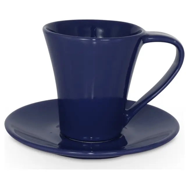 Чашка керамічна Flores S з блюдцем 200 мл Темно-синий 1756-08