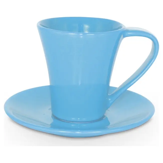 Чашка керамічна Flores S з блюдцем 200 мл Голубой 1756-10