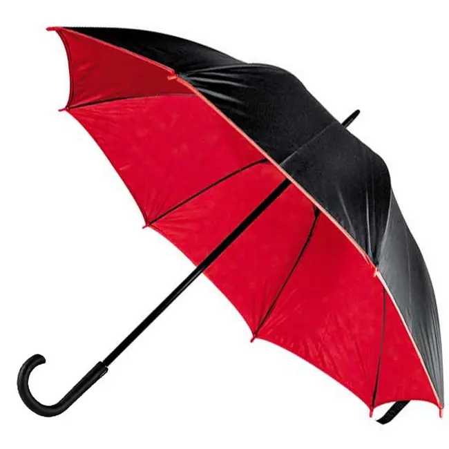 Зонт-трость полуавтомат Черный Красный 12175-02