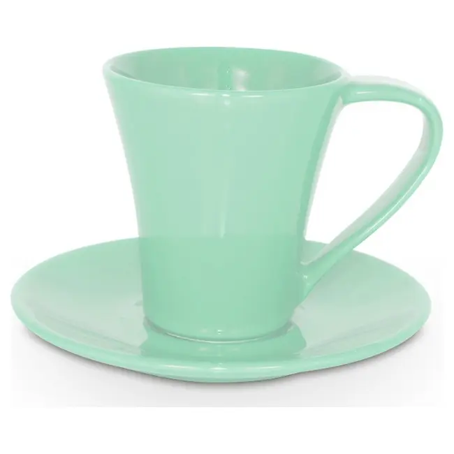 Чашка керамічна Flores S з блюдцем 200 мл Зеленый 1756-16