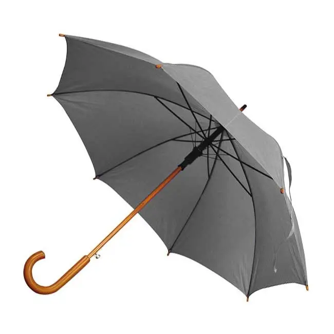 Зонт трость с деревянной ручкой Серый 5372-17