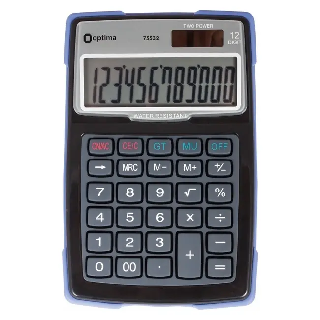 Калькулятор настольный 12 разрядов Серый Черный Голубой 13774-01