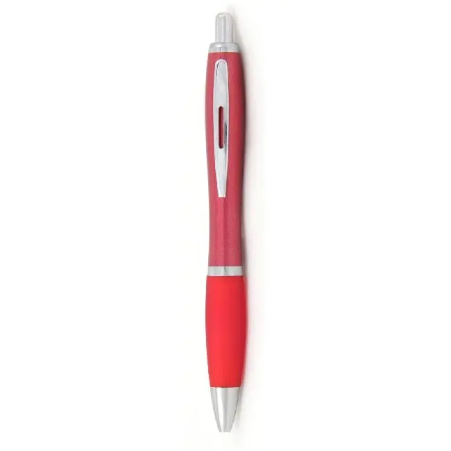 Ручка з матового пластика з гумовою вставкою Серебристый Красный 5214-04