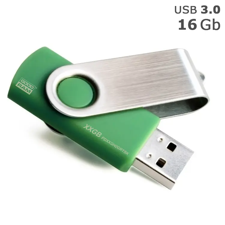Флешка 'GoodRAM' 'Twister' под логотип 16 Gb USB 3.0 зеленая Зеленый Серебристый 4869-02