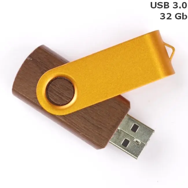 Флешка 'Twister' дерев'яна 32 Gb USB 3.0 Золотистый Древесный 15258-95