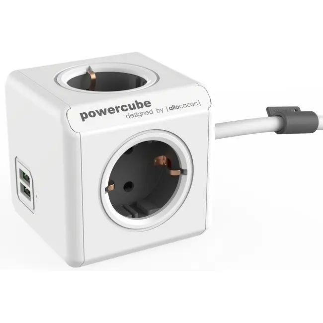 Зарядний пристрій PowerCube Extended USB DE GREY Белый Серый 1540-04