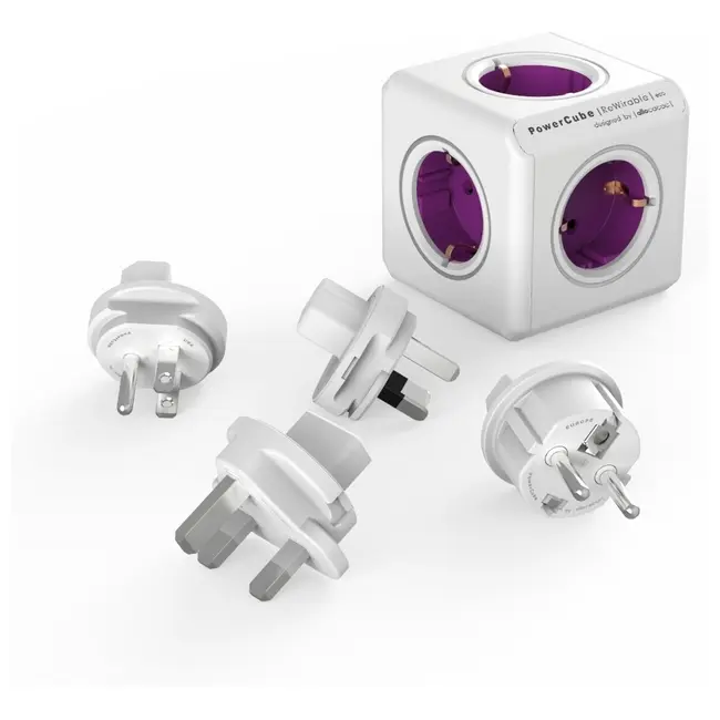 Мережевий розгалужувач PowerCube ReWirable + 4x plug DE Белый Фиолетовый 1543-01