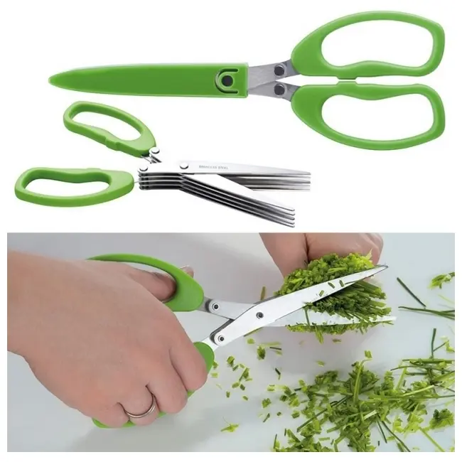 Ножницы кухонные для нарезки лука Серебристый Зеленый 3715-01