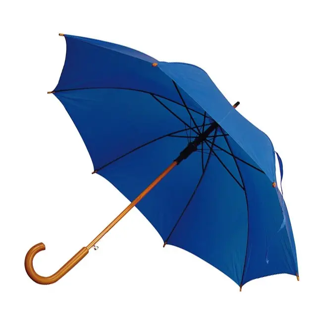 Зонт трость с деревянной ручкой Синий 5372-02