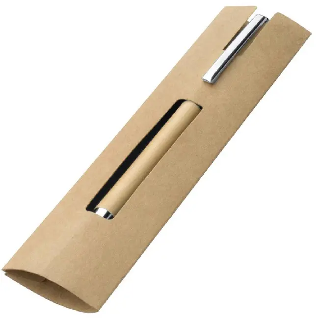 Ручка деревянная в картонном футляре Коричневый Серебристый Древесный 5047-01
