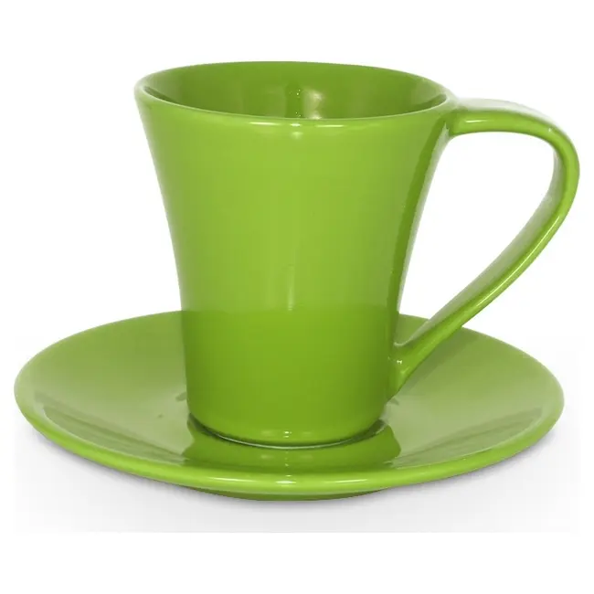 Чашка керамічна Flores S з блюдцем 200 мл Зеленый 1756-20