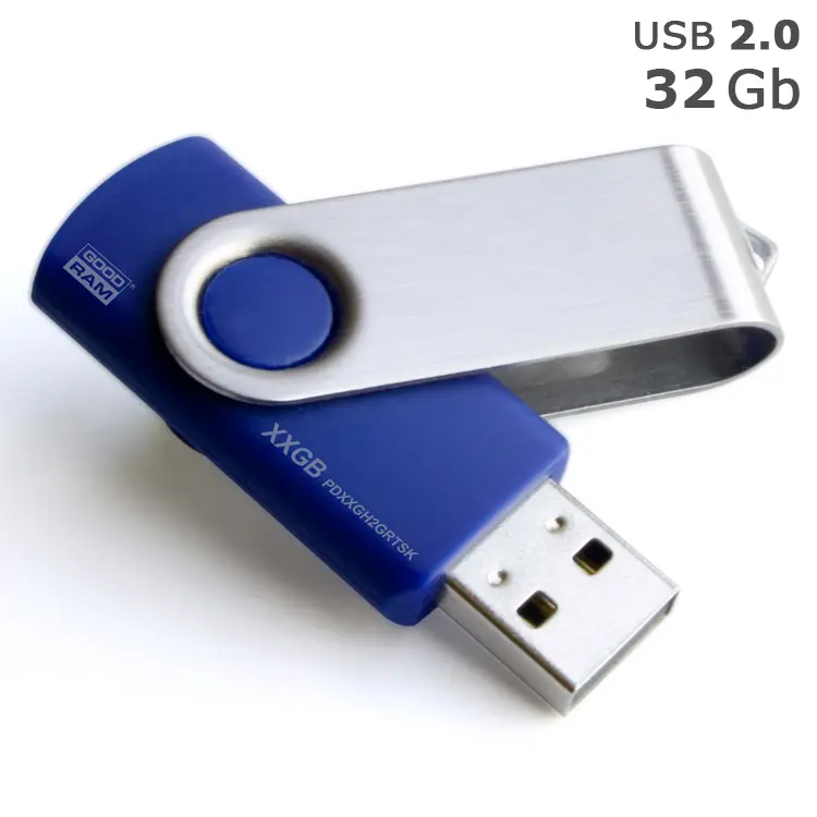 Флешка 'GoodRAM' 'Twister' под логотип 32 Gb USB 2.0 синяя Серебристый Синий 4629-09