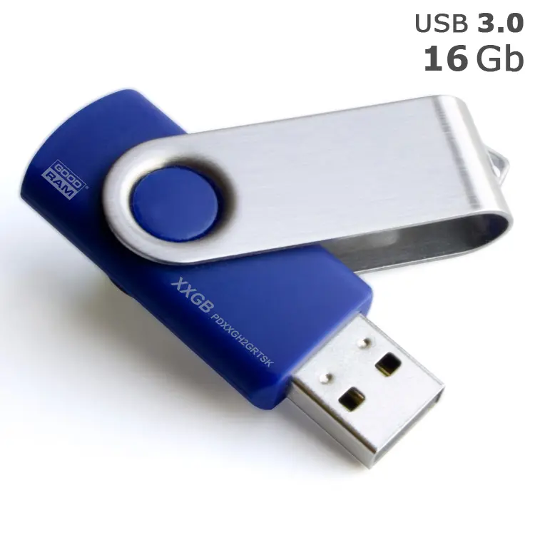 Флешка 'GoodRAM' 'Twister' под логотип 16 Gb USB 3.0 синяя Серебристый Синий 4869-03