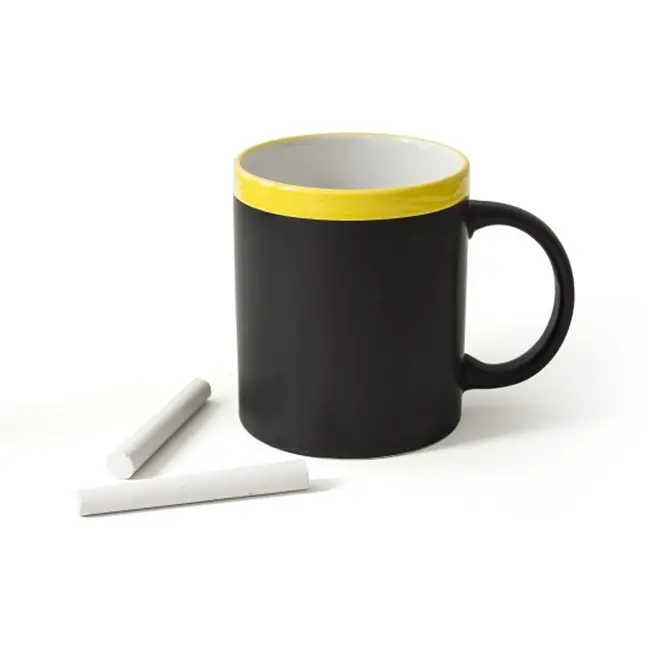 Чашка керамическая матовая с мелком 340 мл Белый Черный Желтый 7002-04
