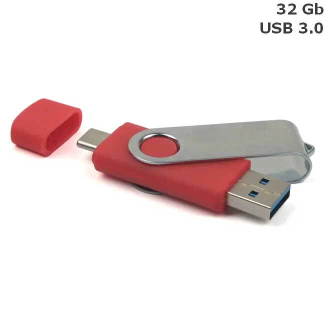 Флешка 'Twister Double' Type-C 32 Gb USB 3.0 Красный Серебристый 14972-04