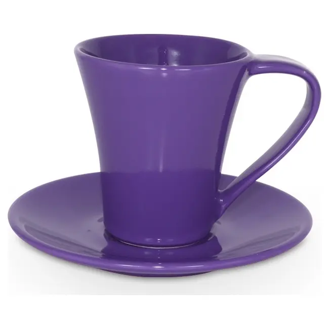 Чашка керамическая Flores S с блюдцем 200 мл Фиолетовый 1756-07