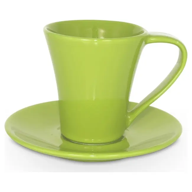 Чашка керамічна Flores S з блюдцем 200 мл Зеленый 1756-17