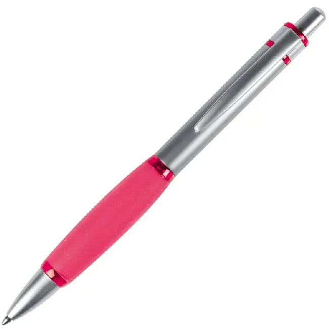 Ручка металева з гумовою вставкою Серебристый Розовый 4566-07